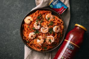 Pâtes épicées aux scampis diabolique avec Il Puro